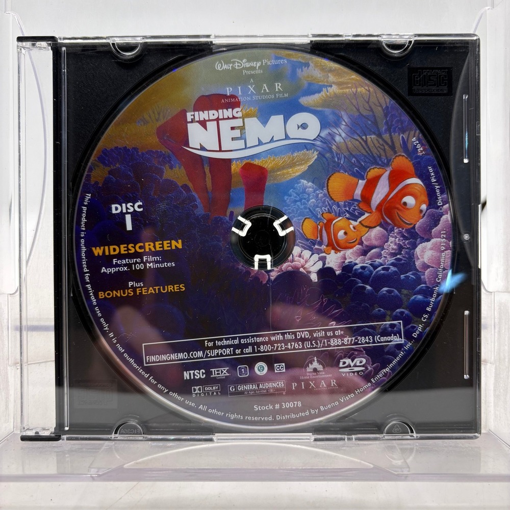 Disney Pixar Finding Nemo DVD Disc 1 Widescreen Replacement Movie Stock 30078